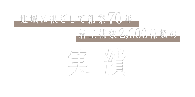 地域に根ざして創業00年・着工棟数000棟超の実績住宅